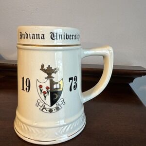 6" Indiana University 1973 Ceramic Women's Sorority Stein Mug Tankard "Lil S.P."